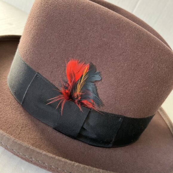Godfather 100% Wool Homburg Gentleman Hat W/ Feathers Fedora Mobster Gangster S - Picture 7 of 16